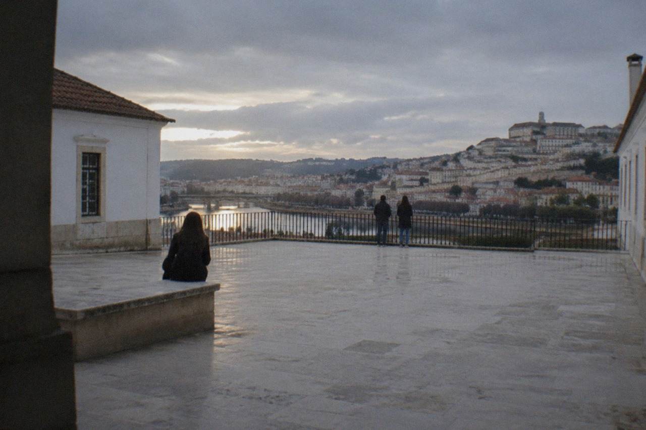 The hillside of Coimbra, Portugal, with the University of Coimbra buildings rising above the River Mondego