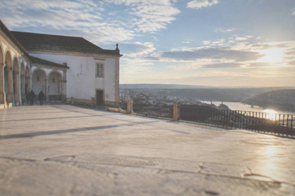 The arcaded terrace of the Paço das Escolas with sweeping views over the River Mondego and the lower city