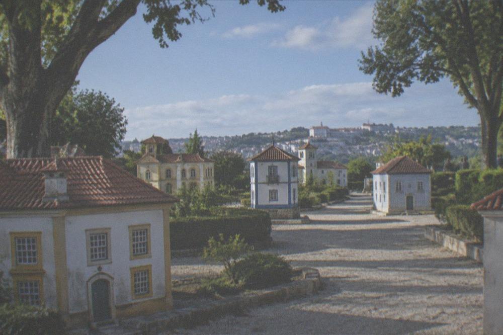 Miniature traditional Portuguese buildings at the Portugal dos Pequenitos theme park